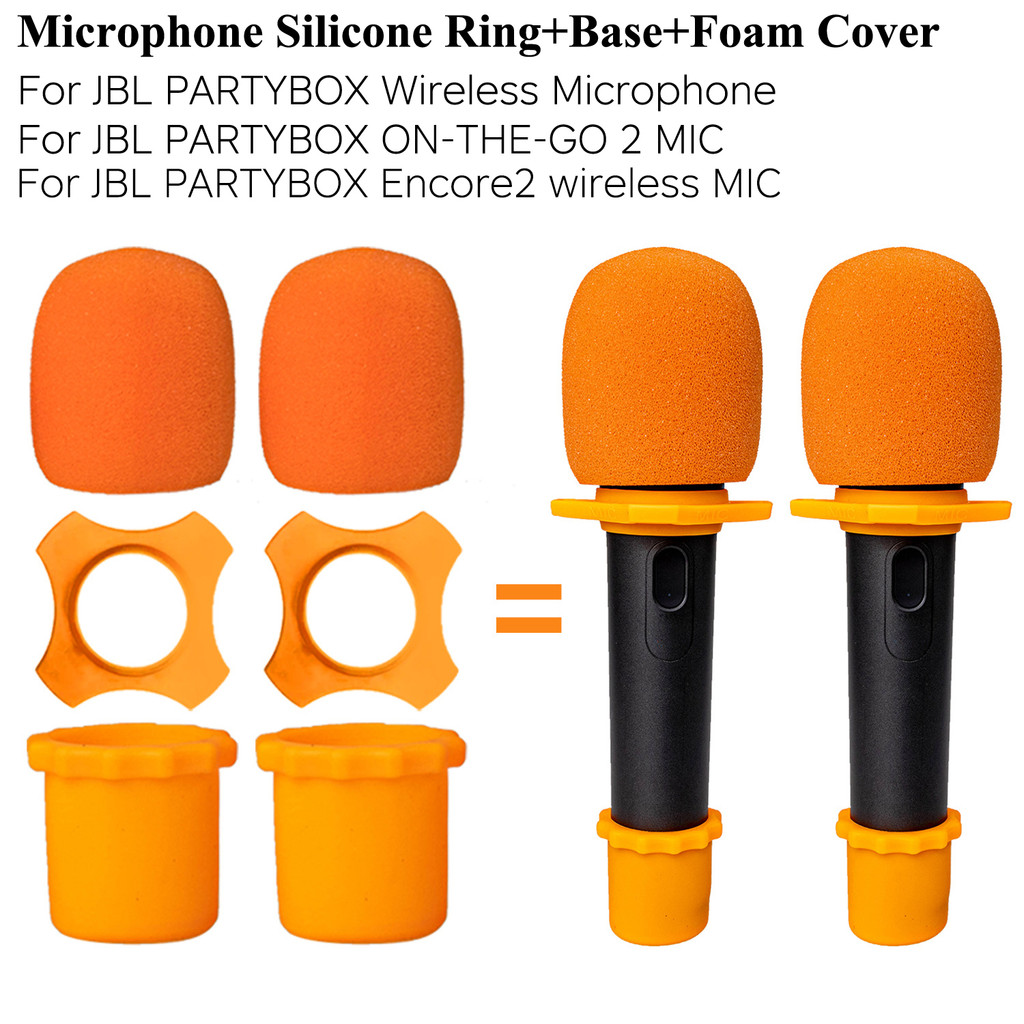 (ชุด) Shakeproof Anti-Rolling ไมโครโฟนมือถือแหวนซิลิโคน + ฐานกันลื่น + ฝาครอบโฟมสําหรับ JBL PARTYBOX ไมโครโฟนไร้สาย - เหมาะสําหรับกลางแจ้ง ท่องเที่ยว ดีเจ คาราโอเกะ