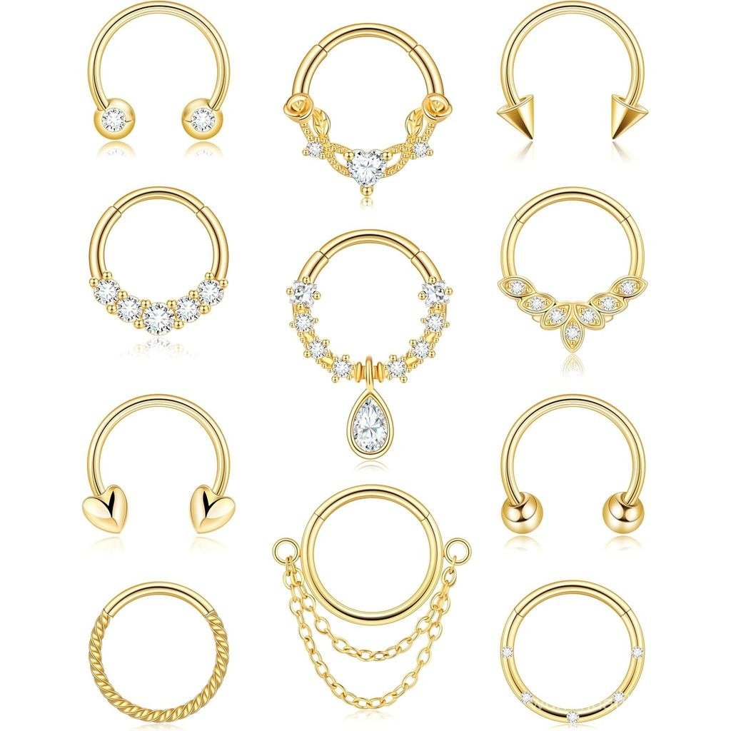 Septum Rings 16g Septum Piercing Daith Clicker Jewelry แหวนจมูก