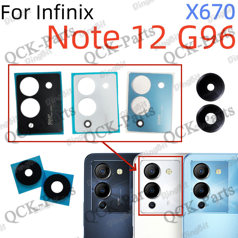 สําหรับ Infinix Note 12 G96 X670 เลนส์กล้องด้านหลังด้านหลังพร้อมกรอบพร้อมสติกเกอร์กาว