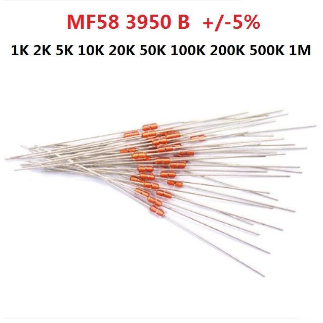 ตัวต้านทานความร้อน 20 ชิ้น NTC MF58 3950 B +/-5% 1K 2K 5K 10K 20K 50K 100K 200K 500K 1M