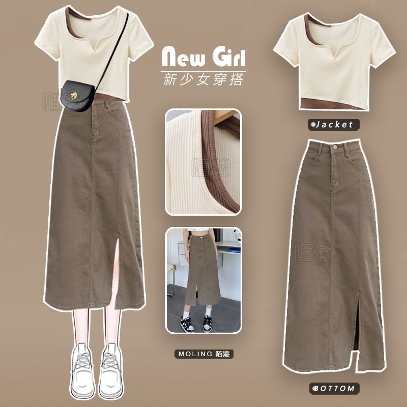 COD 2026 ฤดูร้อนผู้หญิง 2025 ผู้หญิง Dopamine สไตล์ใหม่สวมใส่ชุดกระโปรงยีนส์แขนสั้นสไตล์ฮ่องกง COD L