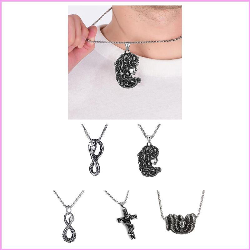 สร้อยคอสแตนเลสมotifงูโกธิก Edgy Ouroboros สำหรับแฟชันเทรนดี้