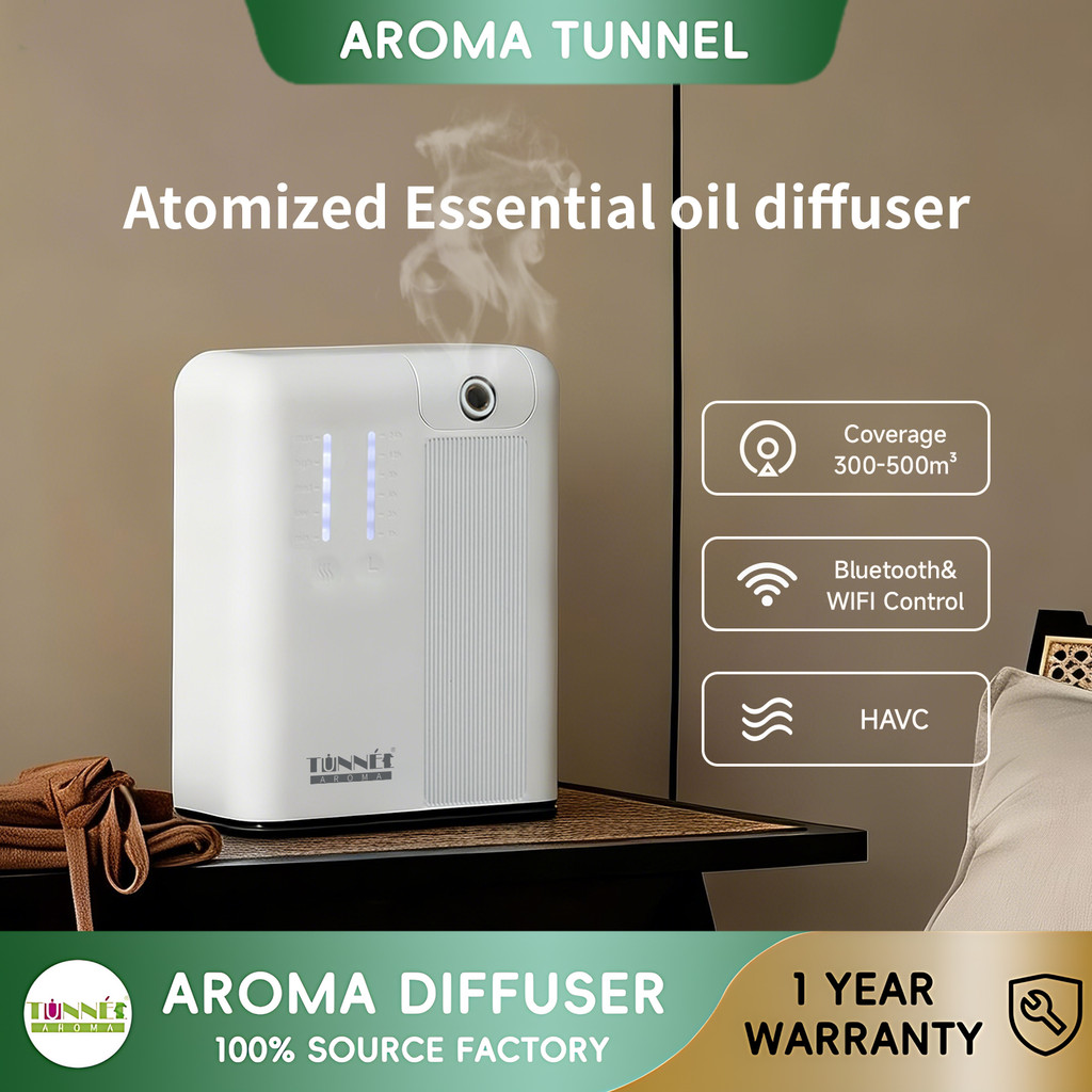 AROMA TUNNEL 300ML 1800Sqft Waterless Essential Oil l Diffuser สมาร์ท WIFI Essential Oil น้ําหอม Diffuser บลูทูธเครื่องอโรมาอัตโนมัติ Air Freshener