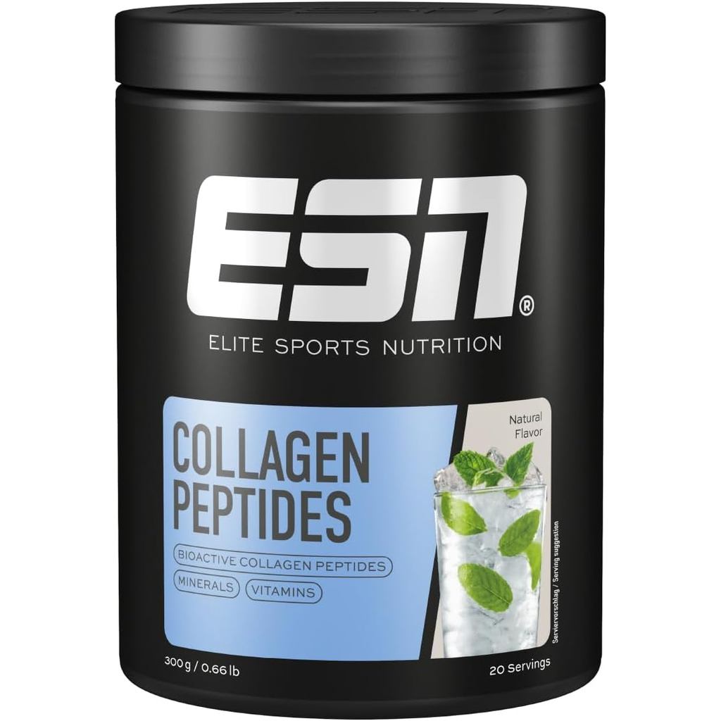 ESN Collagen Peptides, Natural, 300 g, 0.66 lbs, 20 เสิร์ฟ - พอร์ตผงคอลลาเจนสําหรับข้อต่อ, กระดูกอ่อ