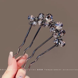 ผู้หญิง 4 ฟัน U-รูป Hairpin Rhinestone Pearl Hair เข็มกลัดแฟชั่นเกาหลีอุปกรณ์เสริมผม