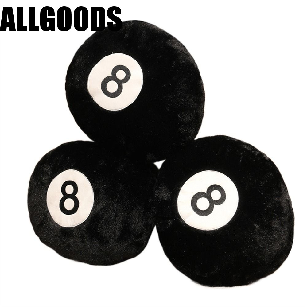 ALLGOODS ตุ๊กตาบิลเลียด 8 Ball No. 8 Ball ตุ๊กตาหนานุ่มของเล่นเบาะรองนั่งโซฟาตกแต่งบ้าน 8 Ball หมอนต