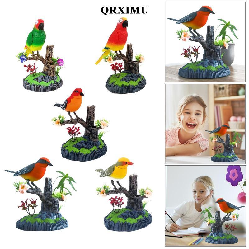 Sharprepublic ร้องเพลง Chirping นกของเล่นควบคุมเสียงสัตว์อิเล็กทรอนิกส์สัตว์เลี้ยง Office Home Decor ของขวัญแปลกใหม่