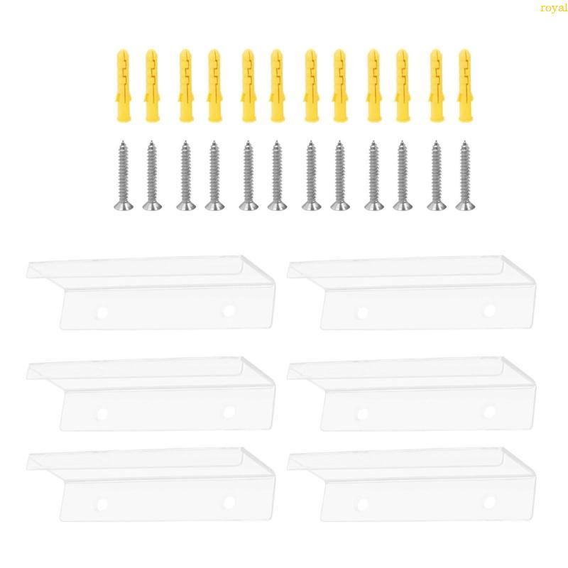 (ส่วนลดสูง)oyalking.th 6XSpace Saving Acrylic Floating Shelf for Records Durable Wall Mount Holders 