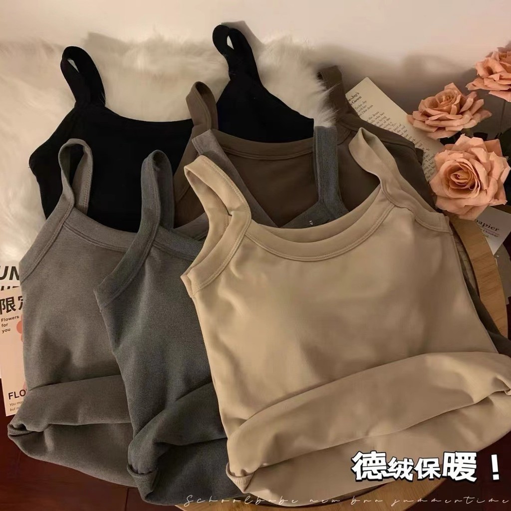 6057 อบอุ่นกับแผ่นอกไหล่กว้างเยอรมันกํามะหยี่เสื้อกั๊กหญิงถ้วยแข็งใหญ่รูปตัวยูด้านในสวมใส่ด้านนอกสลิ