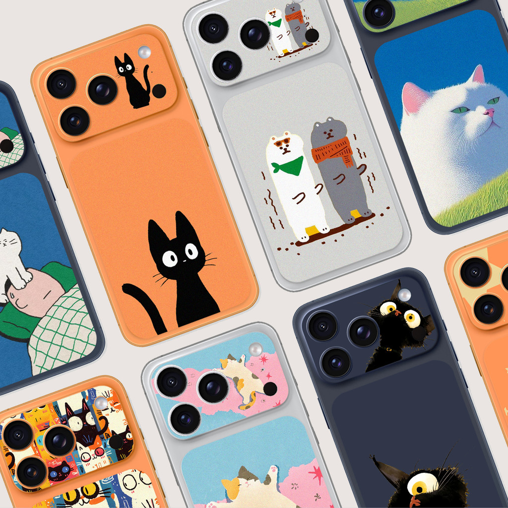 แมวตลกพิมพ์ฟิล์มกล้อง + สติกเกอร์ด้านหลังสําหรับ IPhone 17 Pro/17 Pro Max/ Micro Matte Soft กระดาษป้องกันกล้อง /ฟิล์มด้านหลัง / ทนต่อการสึกหรอป้องกันรอยขีดข่วน
