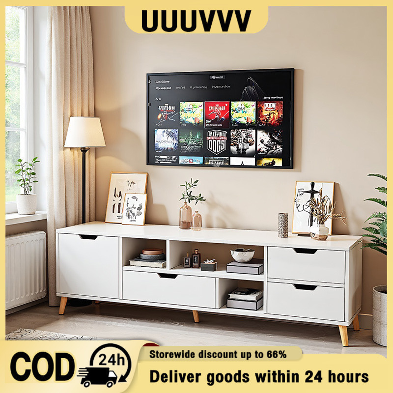 Wooden TV Cabinet 4FT/5FT/6FT Almari Tv Rak Tv Kayu Kabinet TV TV Console Media Storage 电视柜