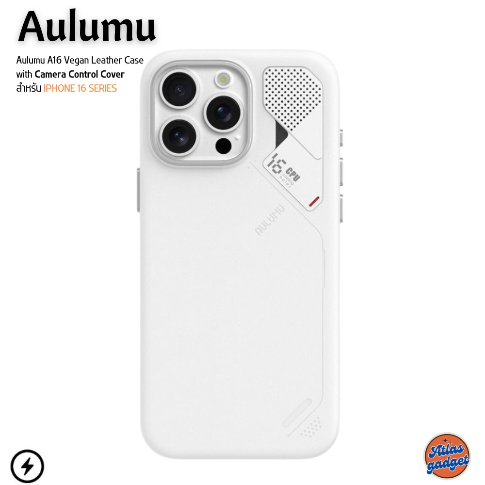 Aulumu A16 Vegan Leather Case with Camera Control Cover เคส iPhone 16 Pro / 16 Pro Max -สีขาว(White)