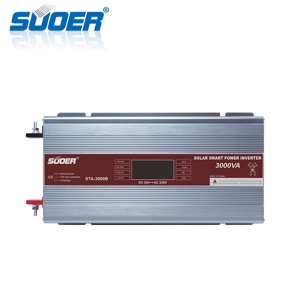 SUOER  เครื่องแปลงไฟ Modified wave  Inverter 24V รุ่น STA 3000W/B(มีหน้าจอ) รับประกันของเเท้