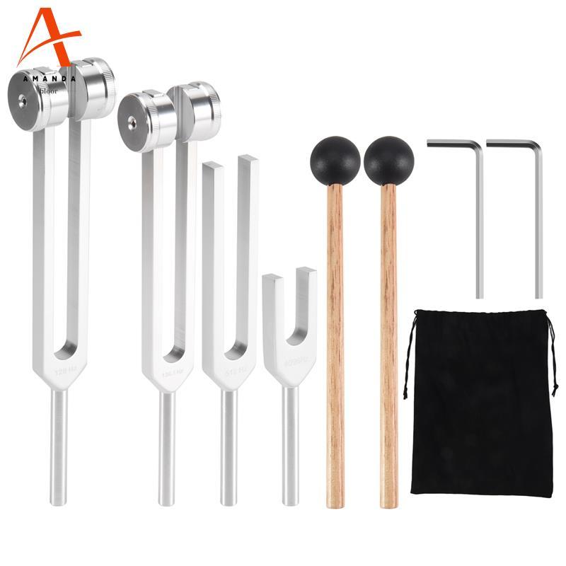 อะไหล่ชุดส้อมปรับแต่ง (128Hz, 136.1Hz, 512Hz,4096Hz) พร้อมค้อนสะท้อนสําหรับชุดจักรบําบัด Healing Mus