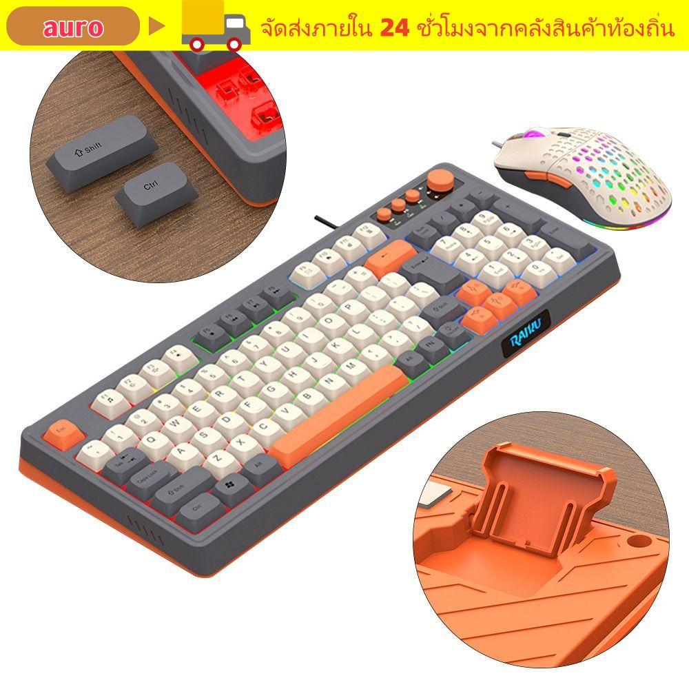คีย์บอร์ด AURO RAIKU T98, ชุดเมาส์คีย์บอร์ดแบ็คไลท์, การเชื่อมต่อ USB 98 เค้าโครงคีย์ Luminous Gamin