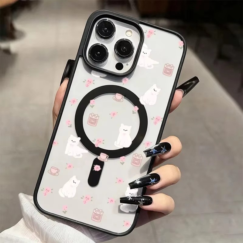 สีชมพูน่ารักการ์ตูนแมวเคสโทรศัพท์สําหรับiPhone 17 16 15 Pro Max 16e 14 13 12 11 Pro 16 Plusสําหรับแม่เหล็กชาร์จไร้สายกันกระแทก ราคา ถูกที่สุด ดีลบีเคเค แกลเลอรีภาพที่ 6
