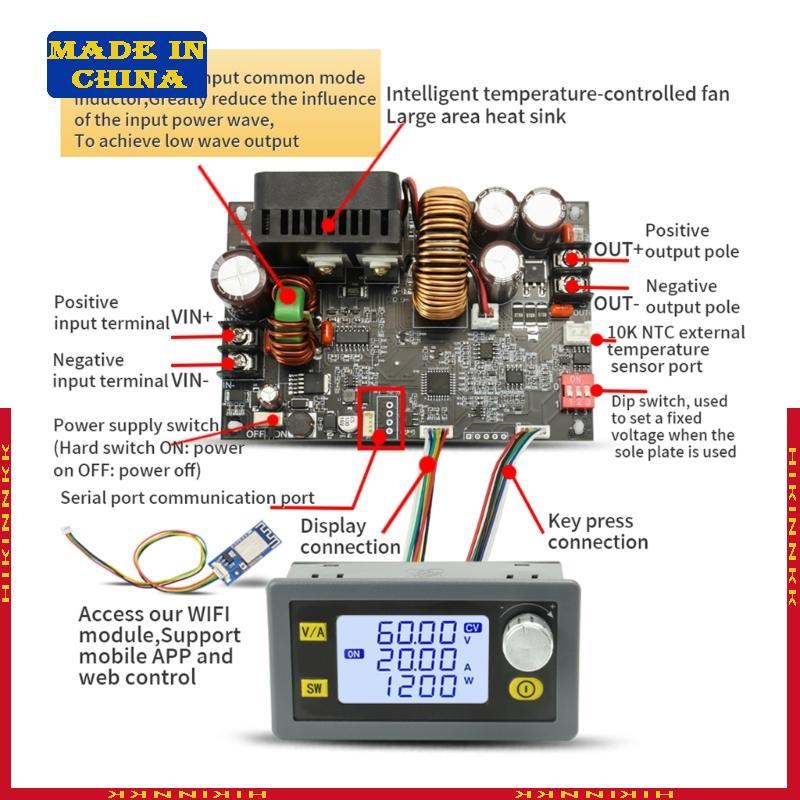 HIK XY6020L DC-DC Step-down โมดูลจ่ายไฟ 20A โมดูลสเต็ปดาวน์แบบปรับได้