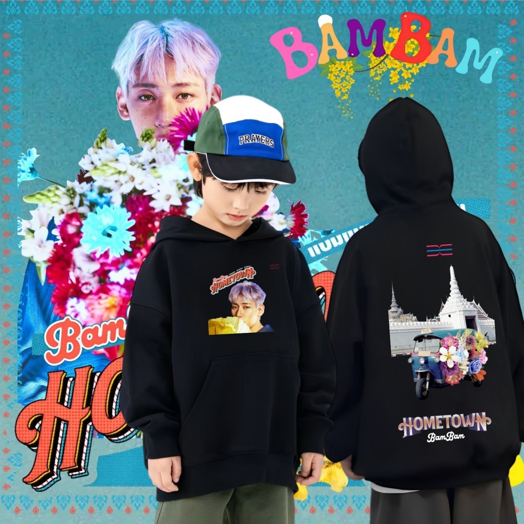 เสื้อกันหนาวมีฮู้ดพิมพ์ลายตัวละคร GOT7 Bambam Hometown Album Retro พร้อมฮู้ดสำหรับเด็ก 120CM-150CM#0