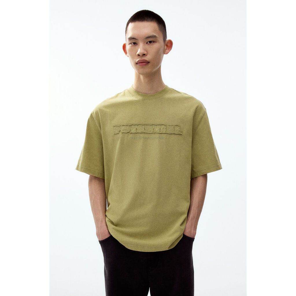 H&M(เอชแอนด์เอ็ม) เสื้อยืดคอตตอนทรงหลวม Men Loose Fit Cotton T-shirt 1319796_1