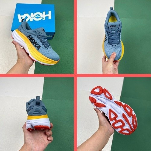 Hoka Bondi 8 รองเท้าวิ่งมาราธอน Unisex Premium รองเท้ากีฬา Jogging Gym รองเท้ากลางแจ้ง Bright สี NOL