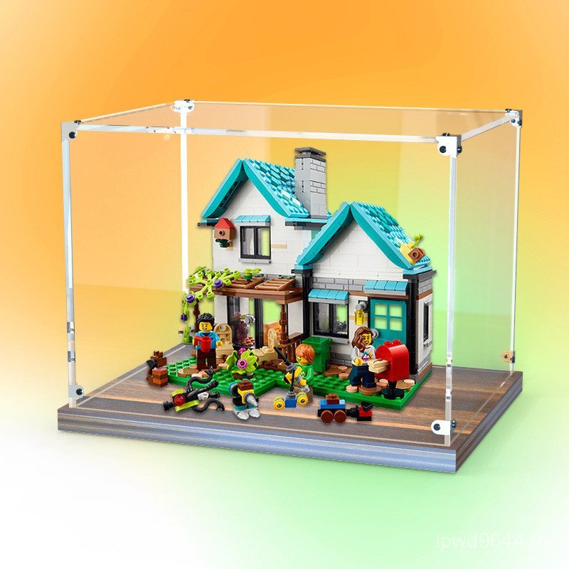 ด้านล่างจอแสดงผลที่ใช้งานได้รูป-ทําวิลล่าอะคริลิอาคารบล็อกของเล่นไม้สูงกล่องโปร่งใส31139ปกสบายมีความ