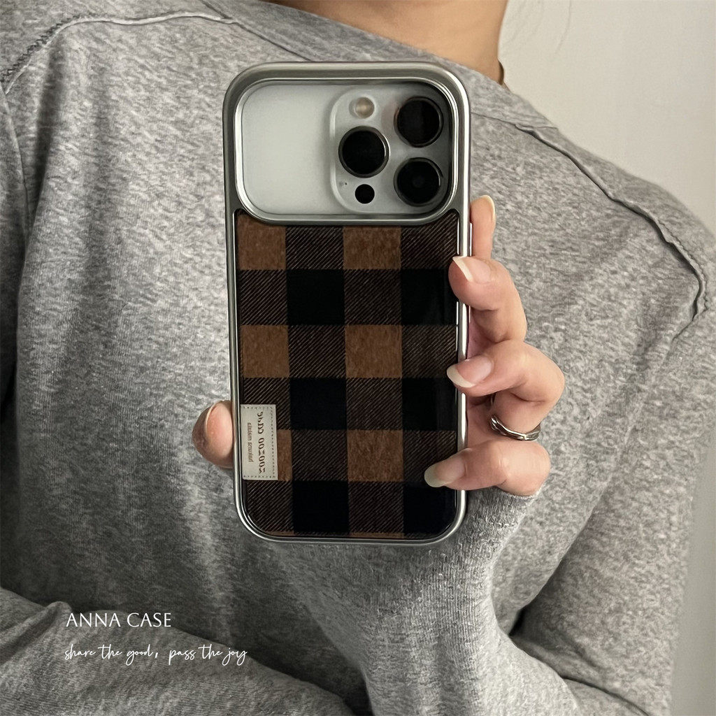 Retro สีน้ําตาลลายสก๊อตสีดําเคสโทรศัพท์ Anti-Fall สําหรับ iPhone 18 Pro Max 18 Pro 18 17 Promax 16 Promax 15 Promax 11 12 13 15plus 16e 17pro