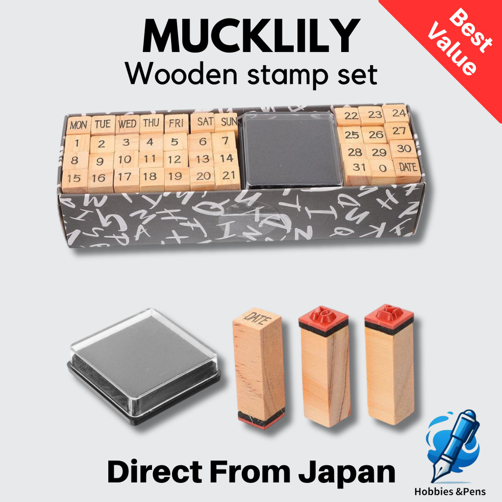 MUCKLILY Wooden Stamp Set Weekly Numbers Alphabet Planner Craft Rubber Stamps 1 set
