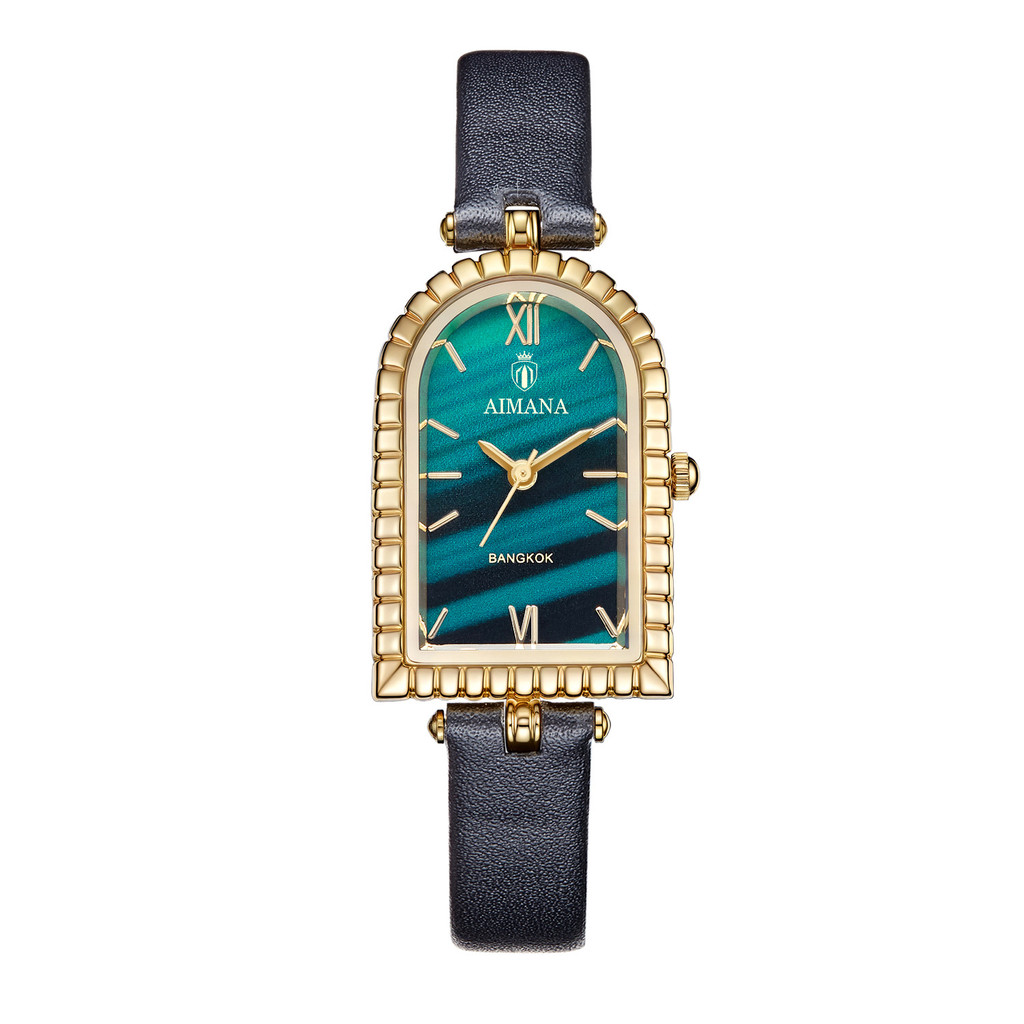 Ins ฤดูหนาวสไตล์ใหม่ AIMANA Arch ประเภทสุภาพสตรีนาฬิกาหนังแท้พื้นผิวหินอ่อน