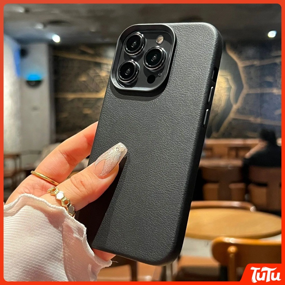 TuTu หรูหราซิลิโคน lichia หนังสําหรับ iPhone 17Ari 17 16 15 14 13 12 11 Pro Max plus นุ่มกันกระแทกคลุมทั้งหมดเคสโทรศัพท์