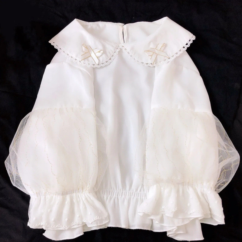 Lolita lolita Dress ชีฟองภายในตุ๊กตาคอสั้นเสื้อ All-Match jsk Bottoming เสื้อ 1Y28