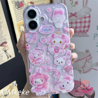 เคสแปลงร่างสายรุ้งซานริโอ สำหรับ iPhone 13 12 Pro X Xr Xs 14 15 11 17 Pro Max 16 Plus ธีมคุโรมิและชิโระมิ รูปแบบเมโลดี้