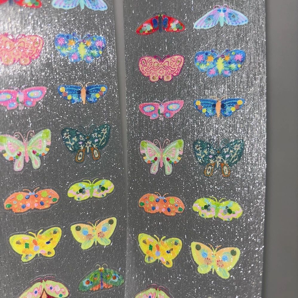 Color Butterfly PET White Ink Tape Brushed Star Flash Butterfly Food Girl Cooperation Sub-Packing