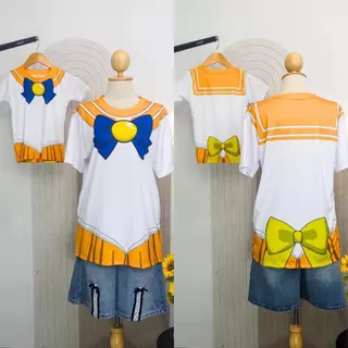เสื้อผ้ายืด แฟชั่นผู้หญิง คอสเพลย์ ลายนักเรียนญี่ปุ่น อนิเมะ 5 สาวตัวแทนดังจันทร์ เซลามูน เซล่า พร้อมส่ง ผ้าไมโครใส่สบาย