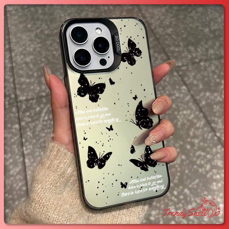 จัดส่งทันที ️เคสไอโฟน 11/13/14/15/16/17 Pro Max black butterfly Hard Matte Case สำหรับ iPhone 11,12,13,14,16,15PM,16PM