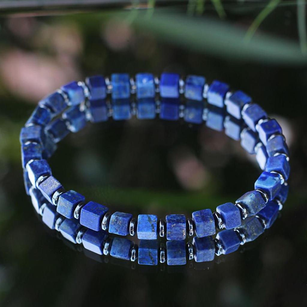 สร้อยข้อมือหินธรรมชาติ Vintage Aesthetic Lapis Lazuli หินเครื่องประดับธรรมชาติ Lapis Lazuli สร้อยข้อ