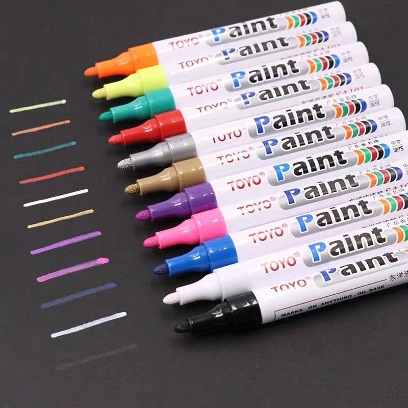 ปากกาเขียนยาง TOYO Paint มี 11 สี กันน้ำ ปากกาอเนกประสงค์ เขียนเหล็ก กระเบื้อง กระจก พลาสติก แก้ว ไม้ แต้มสีรถ