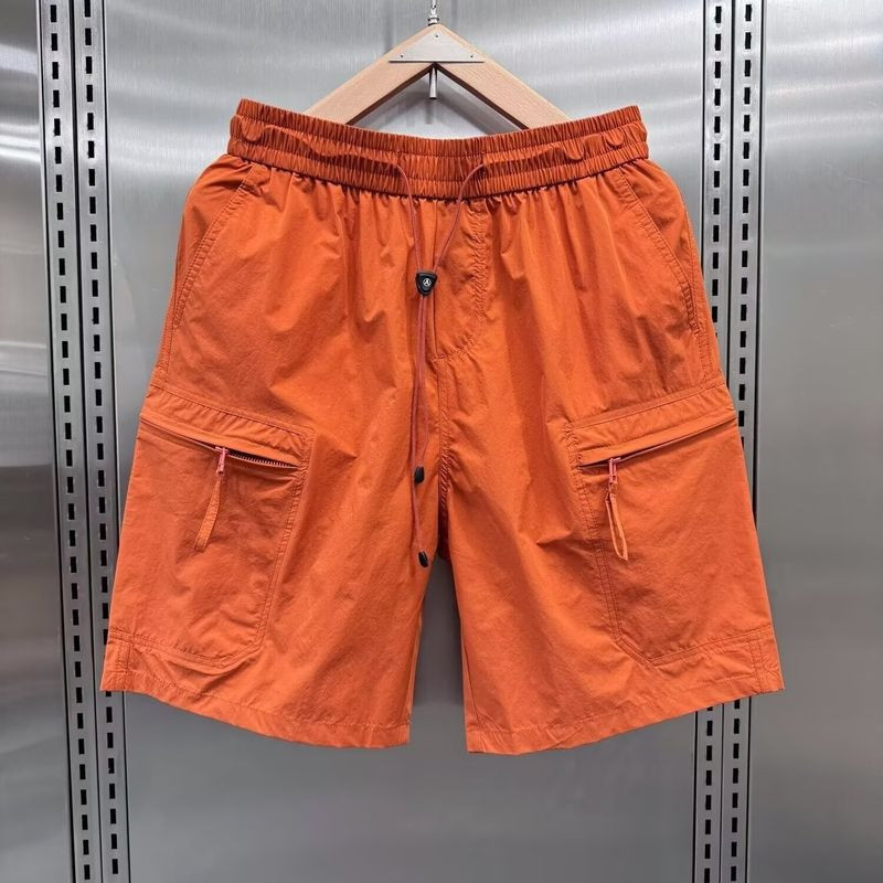 EERSHENSHI Summer New Mens Zipper Workwear with Pocket Shorts สีส้ม