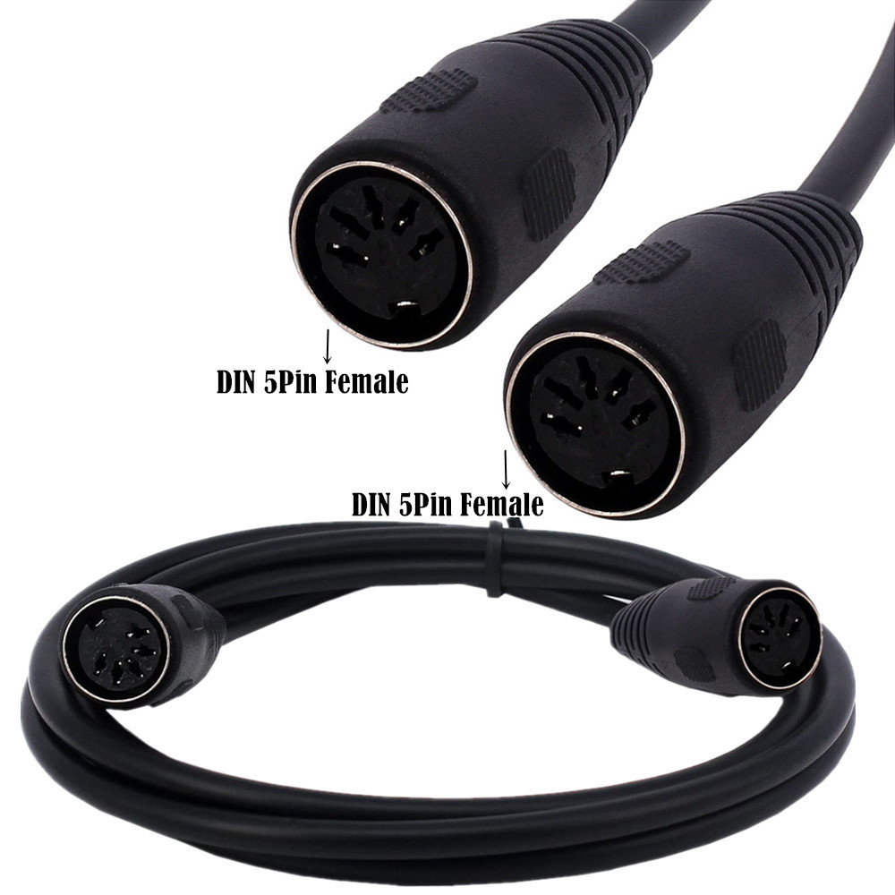 Round-Port 5 Pin Female to 5Pin Din Female Audio Cable 1.0 M/1.5 MIDI Adapter Extension Cord for Keyboard, Guitar, Synthesizer, Digital Audio อุปกรณ์
