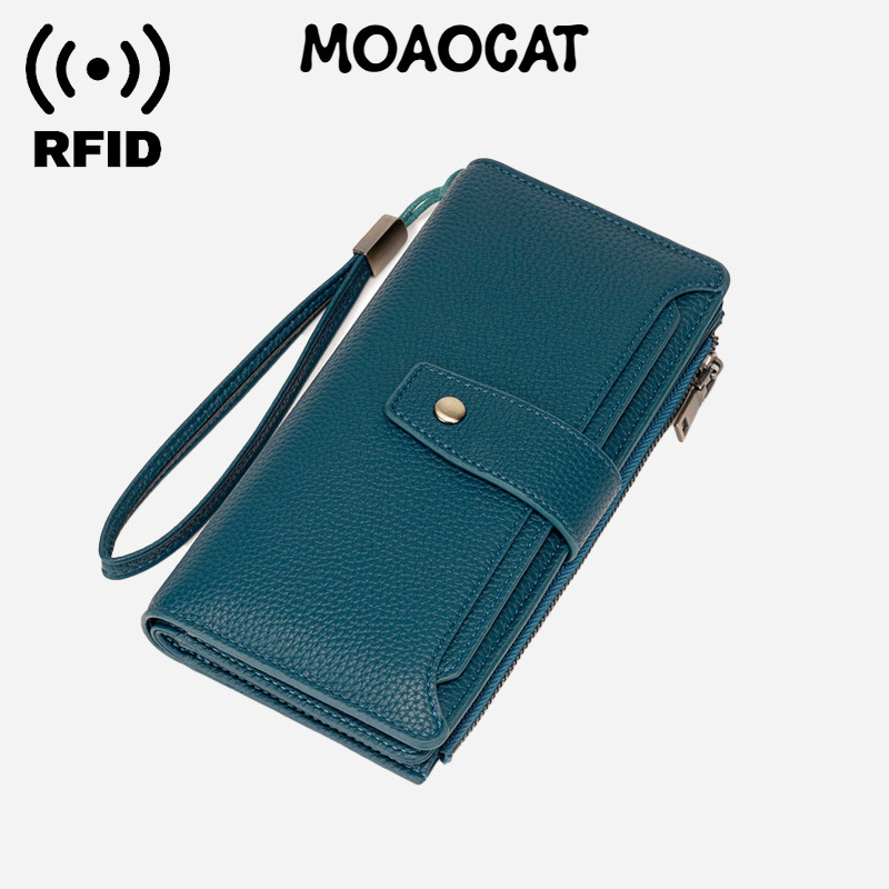 MOAOCAT กระเป๋าสตางค์คลัทช์ผู้หญิงแบบสามพับ ขนาดใหญ่ กัน RFID ได้ พร้อมช่องเก็บบัตรหลายใบ 	No 362