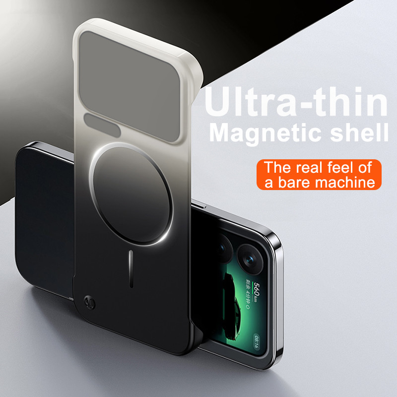 Gradient Ultra Thin Frameless Magnetic CaseสําหรับXiaomi 17 17Pro Maxไร้สายชาร์จPC HardกันกระแทกMatt