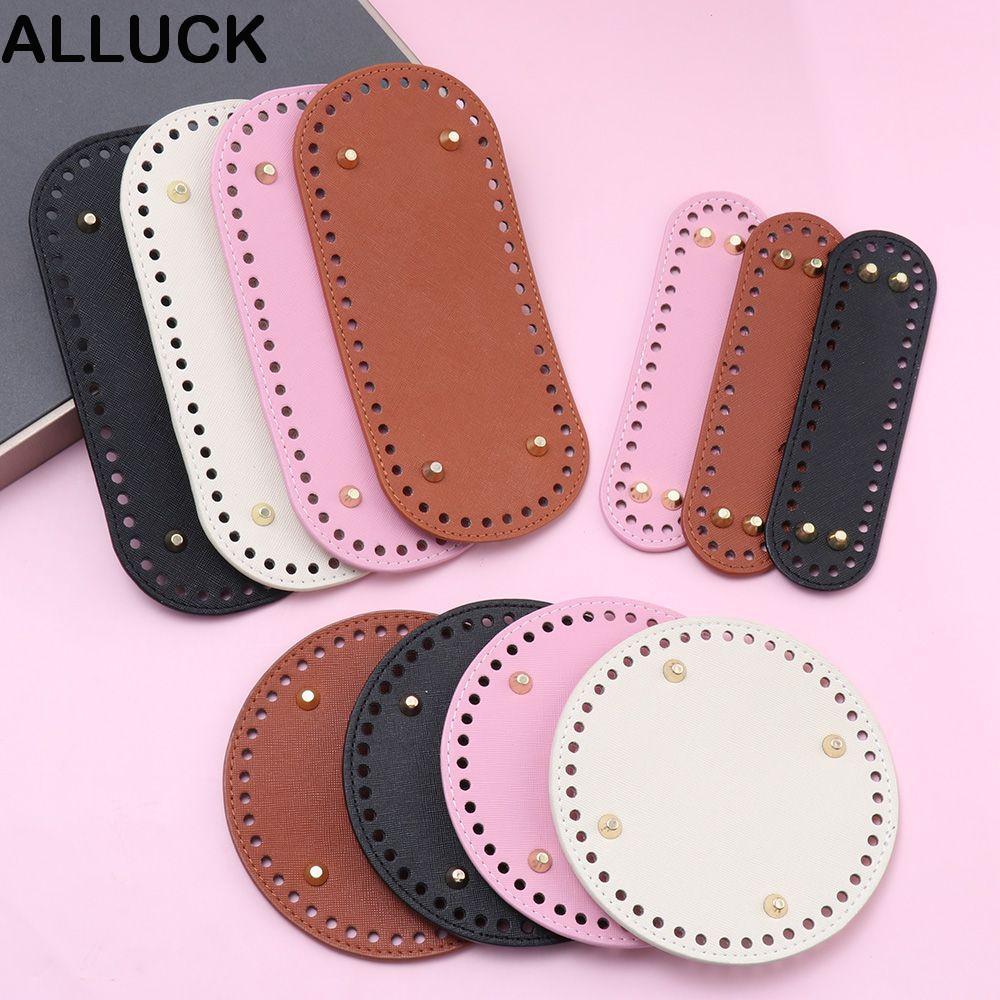 ALLUCK สําหรับถักกระเป๋ารูปไข่ Handmade ด้านล่าง 52 หลุมโครเชต์กระเป๋า PU หนัง ฐานกระเป๋าหนัง