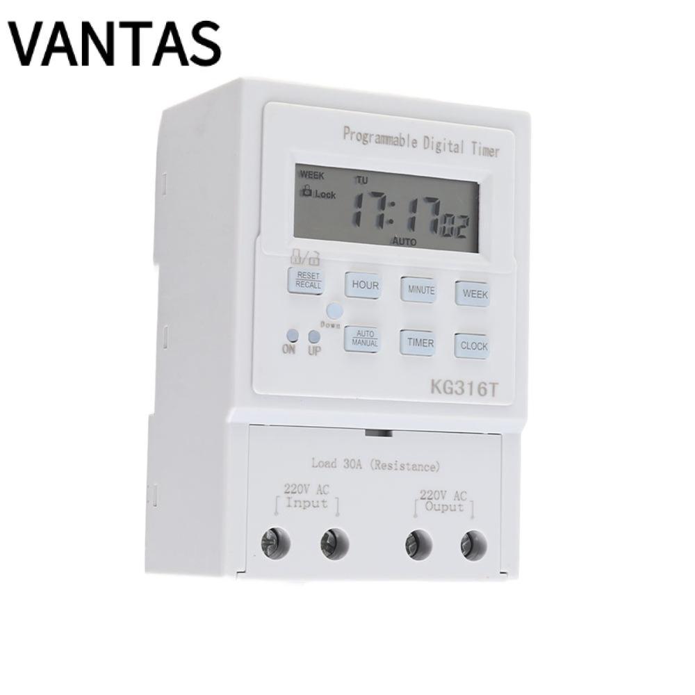 VANTAS Digital Timer Switch, 30A AC 220V Programmable Timer, Smart Home KG316T 1Min - 168H สวิตช์ควบ