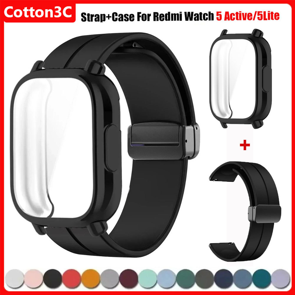 สายรัดแม่เหล็ก + กรณี TPU แบบนุ่มสําหรับ Xiaomi Redmi Watch 5 Active WatchWrist Band และสําหรับ Redmi Watch 3 Lite/Active