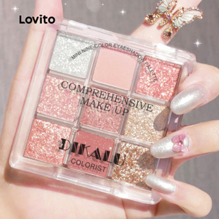 Lovito พาเลทอายแชโดว์ 9 สี ลําลอง ประกายมุก สําหรับผู้หญิง L…