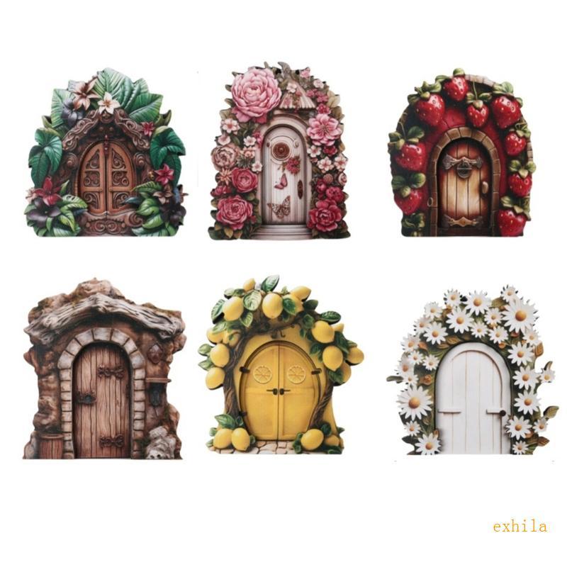 Exhila Miniature Fairy Garden Fairy Door ประตูนางฟ้าสําหรับต้นไม้ Stumps Decors Fairy