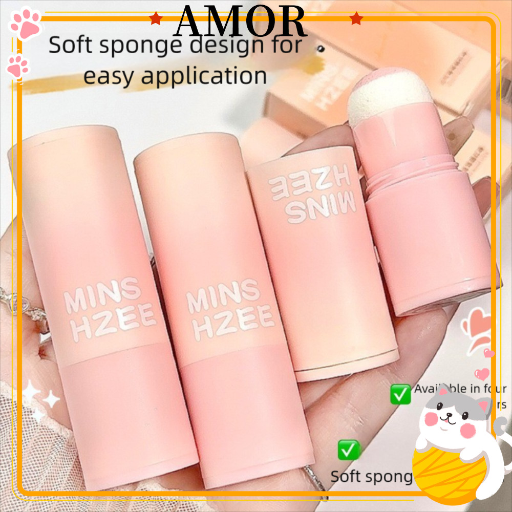 AMOR Face Blusher, Moisturizing Face Brightening Blush Stick, Natural Matte Long-lasting 3 สี Cheek 