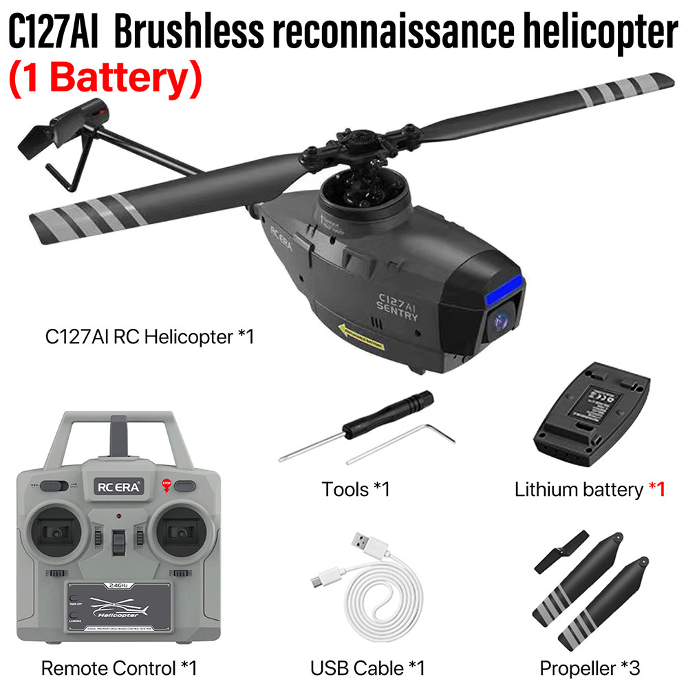 RC ERA C127AI 80-Kind AI Recognition RC Helicopter - 5G/WIFI + Brushless Motor | APP Control + Optic