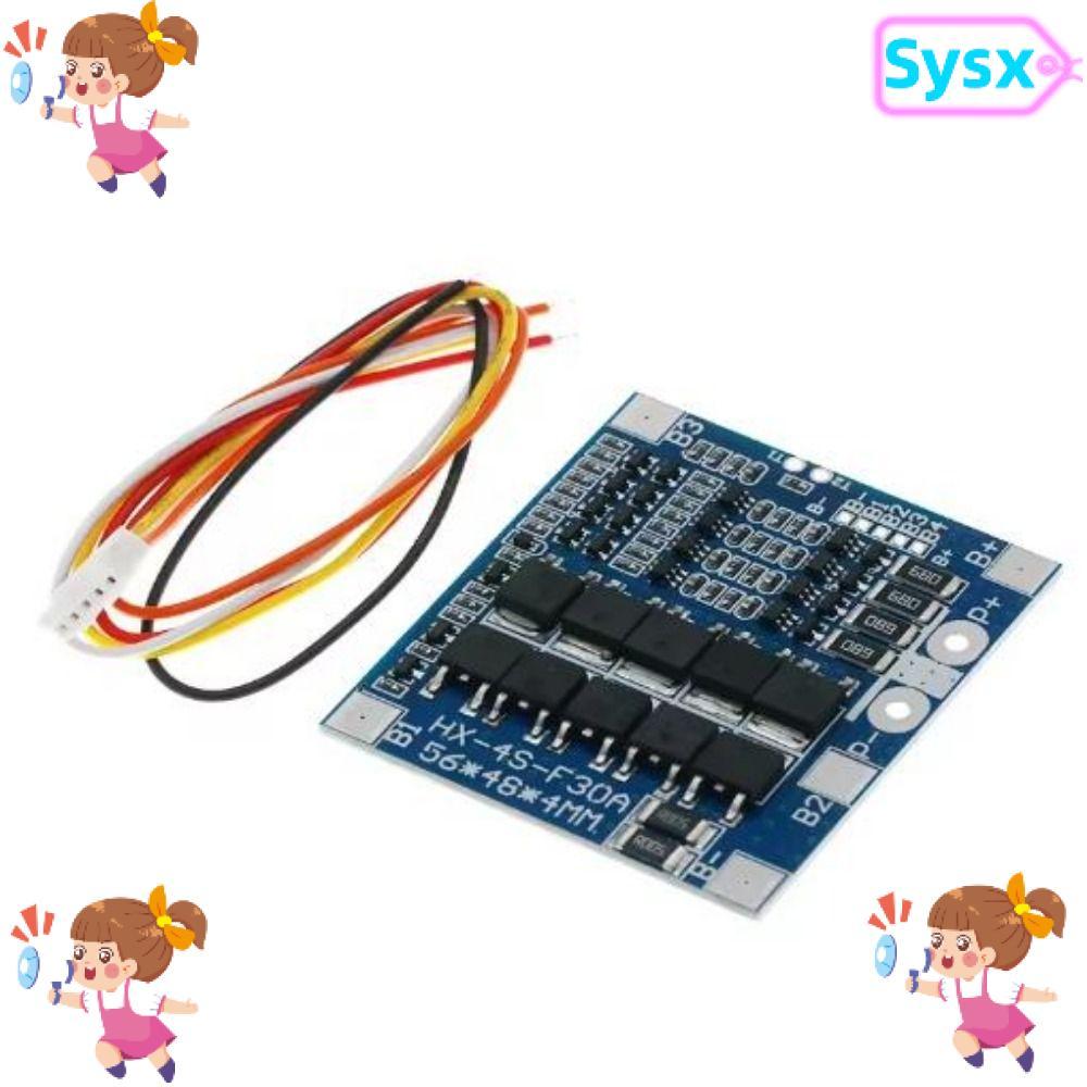 SYSX BMS, Blue Green 12.8V 14.4V LiFePO4 / Lithium Battery Board, 4S 3.2V 3.7V 30A พร้อม Balance Bat
