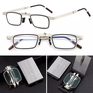 WELLNOW Anti-Blue Light แว่นตาสีฟ้า Blocking แบบพกพาแว่นตาสแควร์, สบาย Eye Protection ที่วางโทรศัพท์มือถือโลหะสายตายาวแว่นตา Office