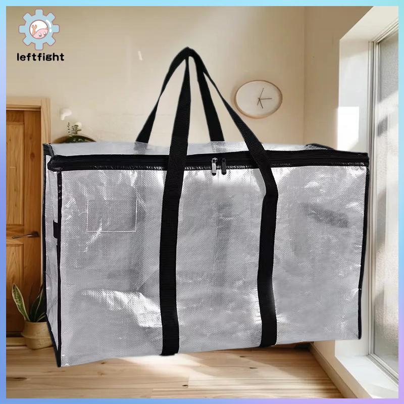 ซ้าย Quilt Organizer กระเป๋าพับโปร่งใสขนาดใหญ่ความจุทอตู้เสื้อผ้า Sort กันน้ําซิปคู่แบบพกพาสําหรับเสื้อผ้า GHT